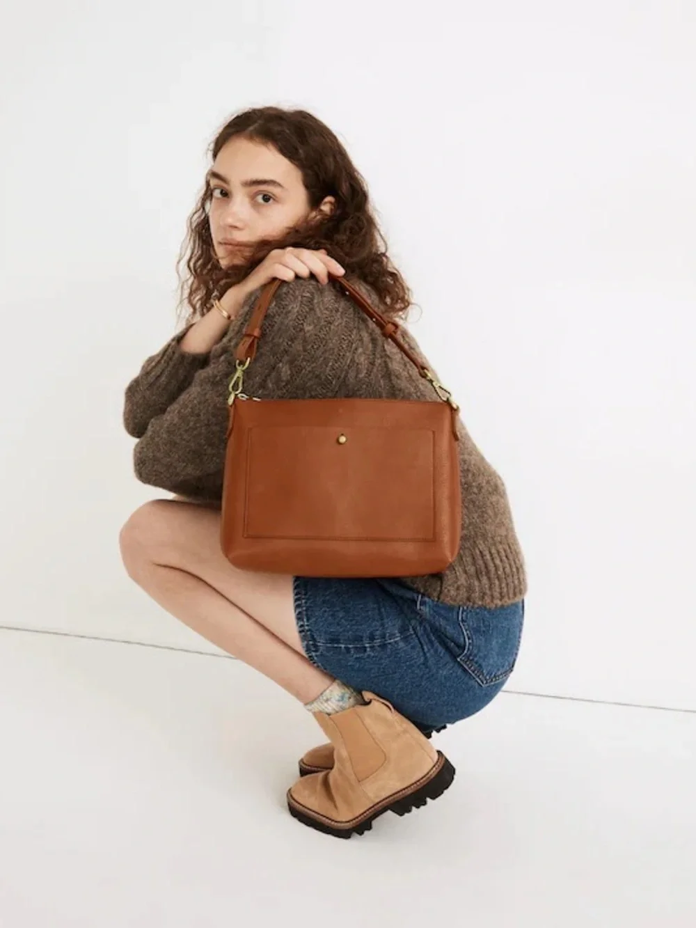 Madewell The Transport Shoulder Crossbody Bag Purse English Saddle Brown